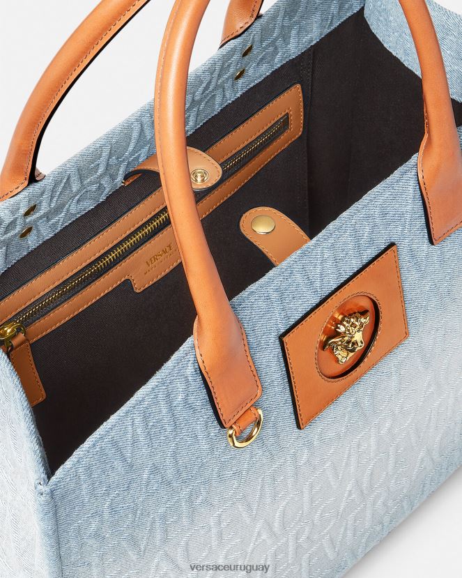 Versace bolso tote grande de mezclilla mujer azul claro bolsas H88R0H324