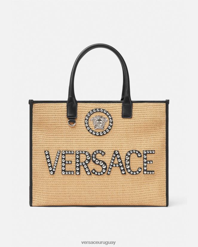 Versace bolso tote la medusa grande con apliques mujer beige bolsas H88R0H301
