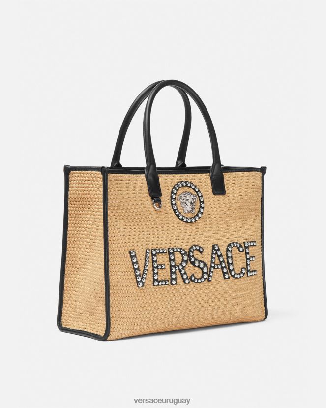 Versace bolso tote la medusa grande con apliques mujer beige bolsas H88R0H301