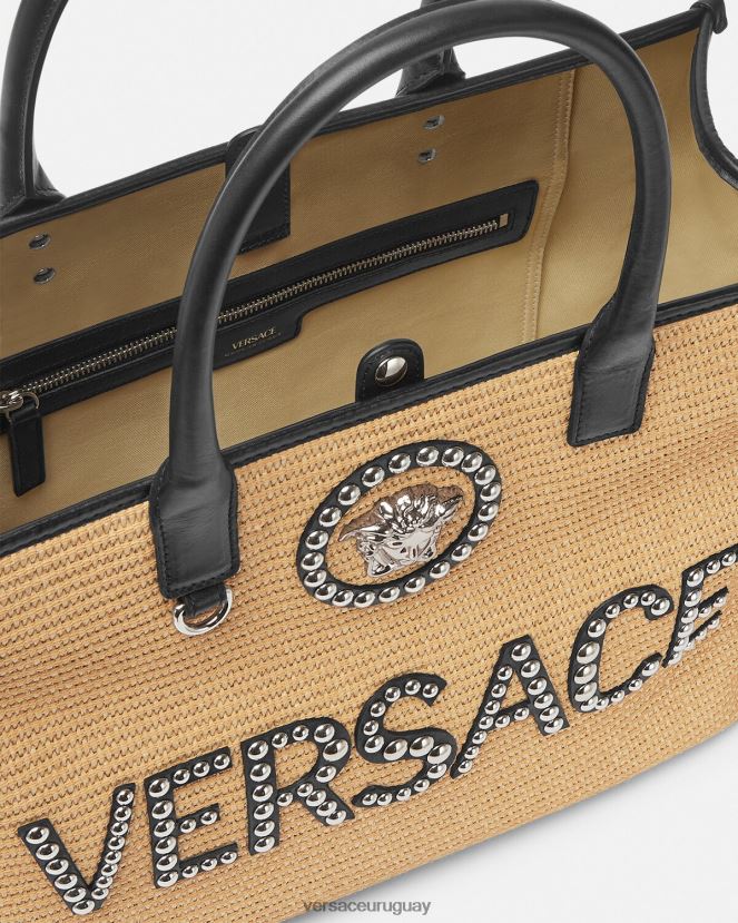 Versace bolso tote la medusa grande con apliques mujer beige bolsas H88R0H301