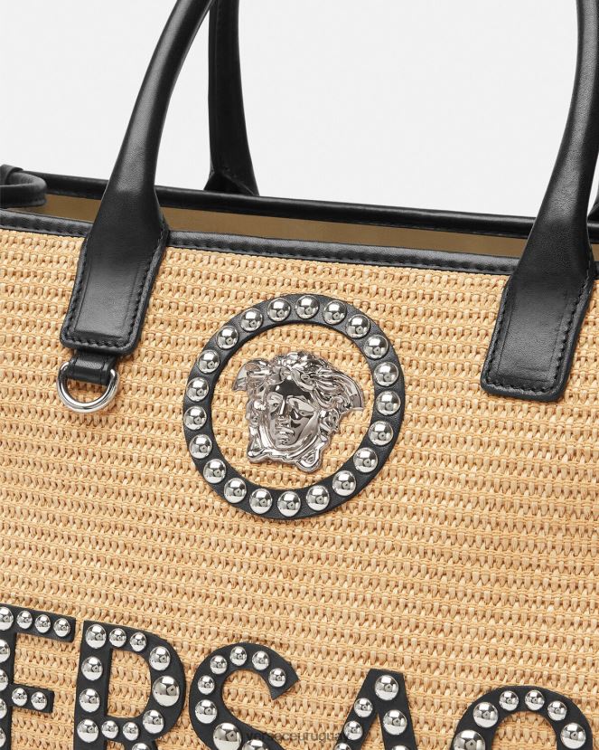 Versace bolso tote la medusa grande con apliques mujer beige bolsas H88R0H301