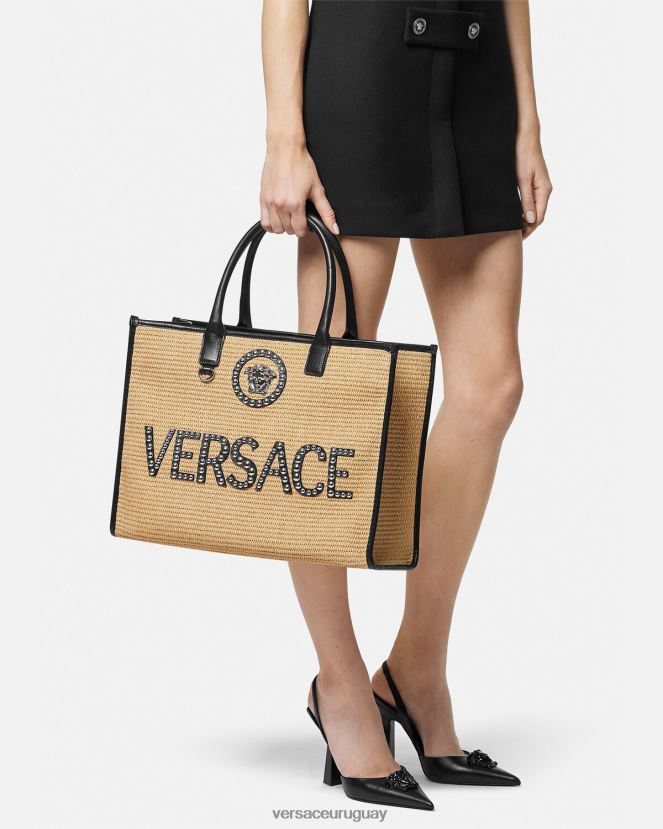 Versace bolso tote la medusa grande con apliques mujer beige bolsas H88R0H301