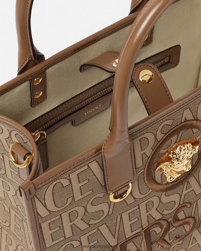 Versace bolso tote pequeño en toda su extensión mujer marrón bolsas H88R0H316