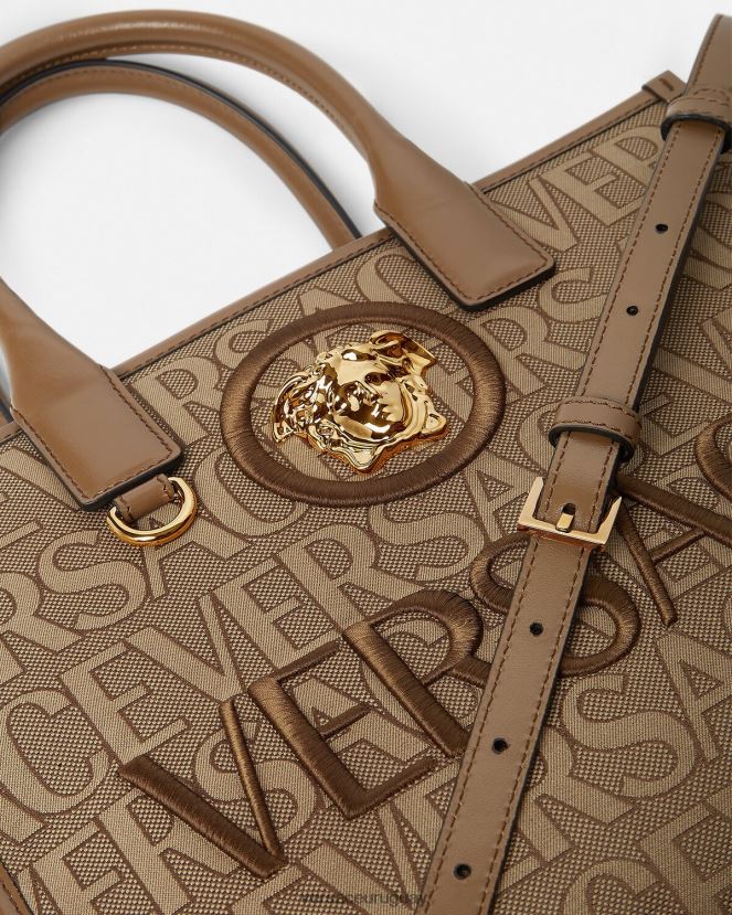 Versace bolso tote pequeño en toda su extensión mujer marrón bolsas H88R0H316