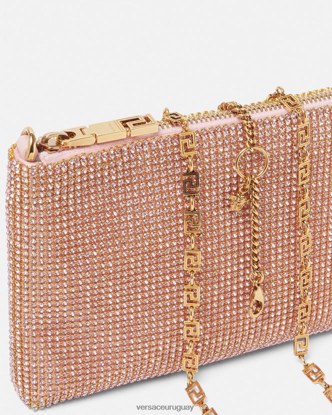 Versace bolso de mano de malla metálica con cristales mujer rosa bolsas H88R0H381