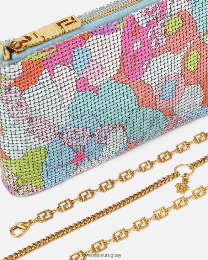 Versace bolso de mano floral de malla metálica de verano mujer imprimir bolsas H88R0H380