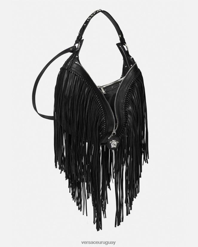 Versace bolso hobo con flecos repetidos mujer negro bolsas H88R0H298