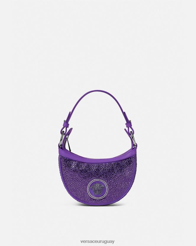 Versace bolso hobo mini con repetición de cristales mujer Violeta bolsas H88R0H299