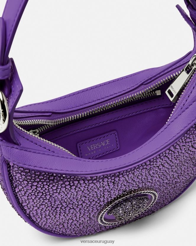 Versace bolso hobo mini con repetición de cristales mujer Violeta bolsas H88R0H299