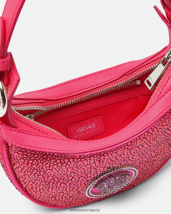 Versace bolso hobo mini con repetición de cristales mujer fucsia bolsas H88R0H291