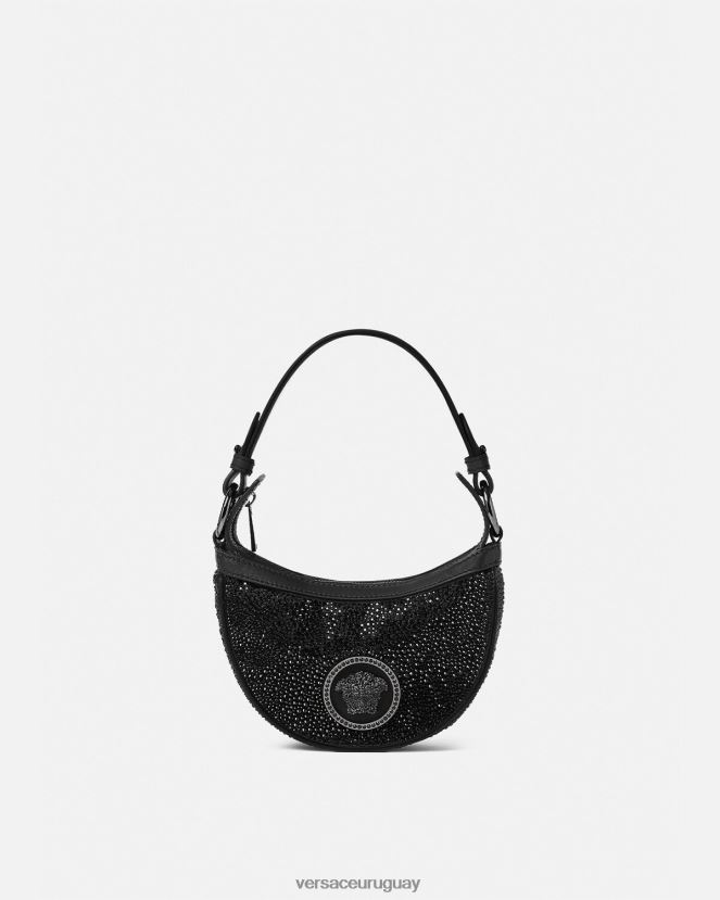 Versace bolso hobo mini con repetición de cristales mujer negro bolsas H88R0H292