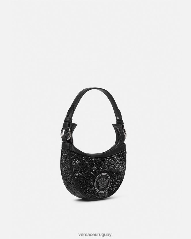 Versace bolso hobo mini con repetición de cristales mujer negro bolsas H88R0H292