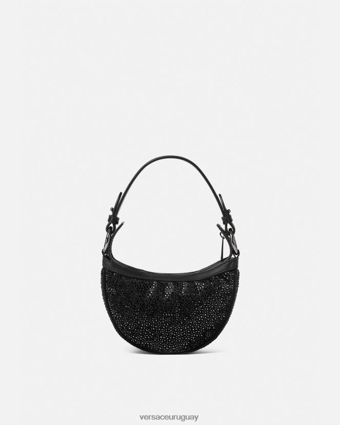 Versace bolso hobo mini con repetición de cristales mujer negro bolsas H88R0H292