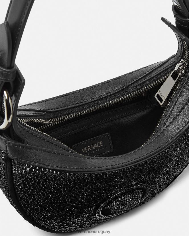 Versace bolso hobo mini con repetición de cristales mujer negro bolsas H88R0H292