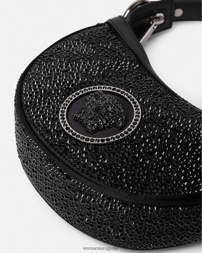 Versace bolso hobo mini con repetición de cristales mujer negro bolsas H88R0H292