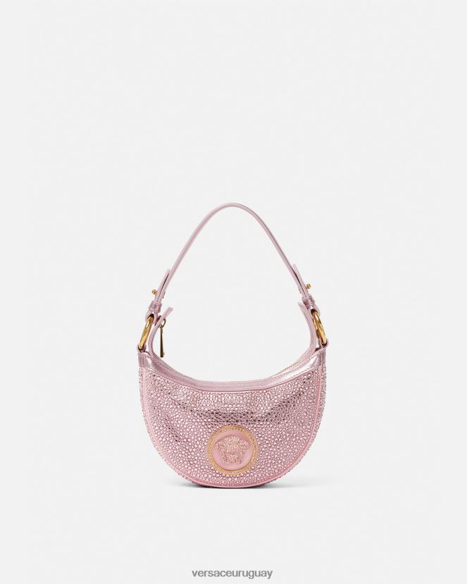 Versace bolso hobo mini con repetición de cristales mujer rosa bolsas H88R0H275