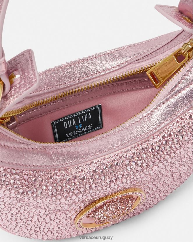 Versace bolso hobo mini con repetición de cristales mujer rosa bolsas H88R0H275