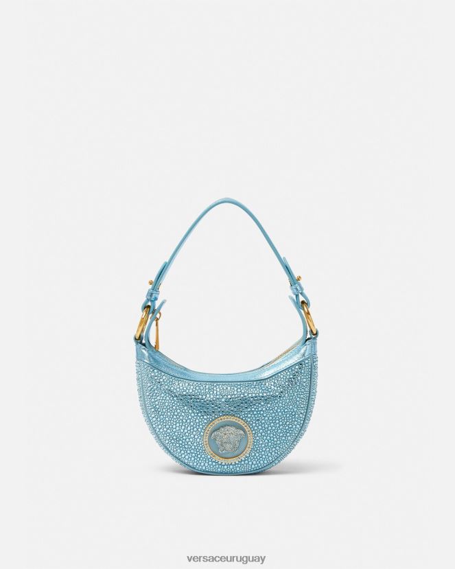 Versace bolso hobo mini con repetición de cristales mujer turquesa bolsas H88R0H276