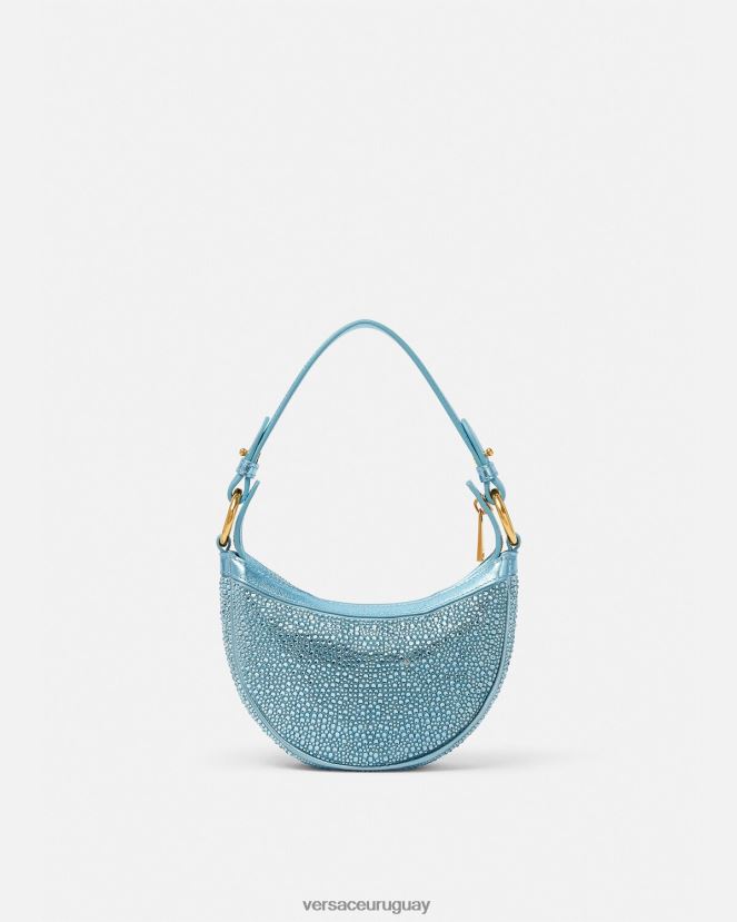 Versace bolso hobo mini con repetición de cristales mujer turquesa bolsas H88R0H276
