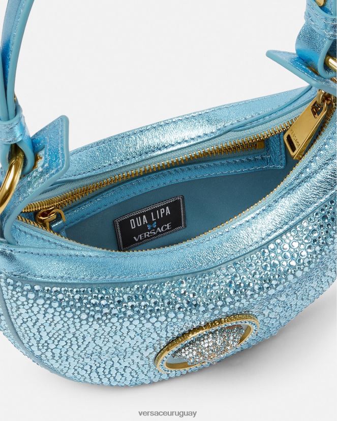 Versace bolso hobo mini con repetición de cristales mujer turquesa bolsas H88R0H276