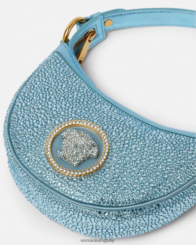 Versace bolso hobo mini con repetición de cristales mujer turquesa bolsas H88R0H276