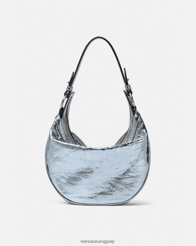 Versace bolso hobo pequeño metalizado repetido mujer azul claro bolsas H88R0H279