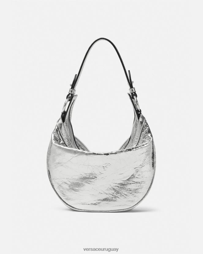 Versace bolso hobo pequeño metalizado repetido mujer gris bolsas H88R0H280