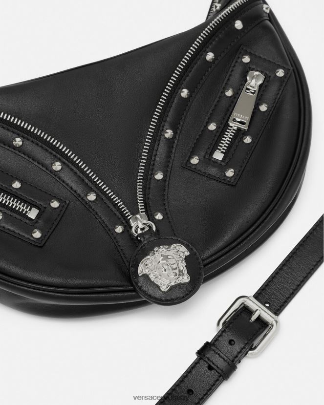 Versace bolso hobo pequeño repetido mujer negro bolsas H88R0H283