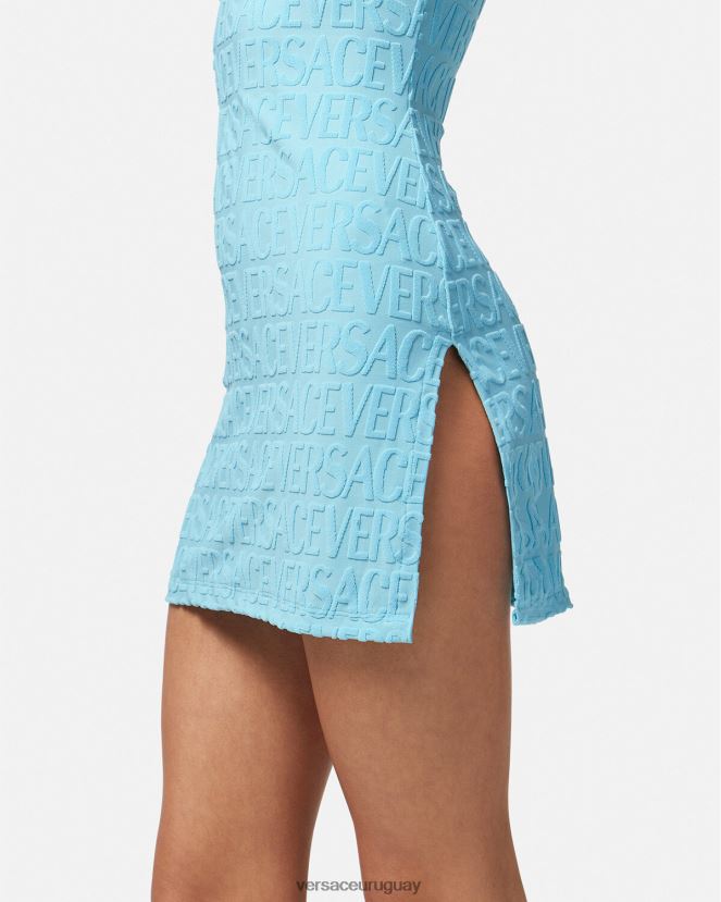 Versace vestido tipo toalla por toda la prenda mujer azul claro ropa interior y ropa de playa H88R0H1190