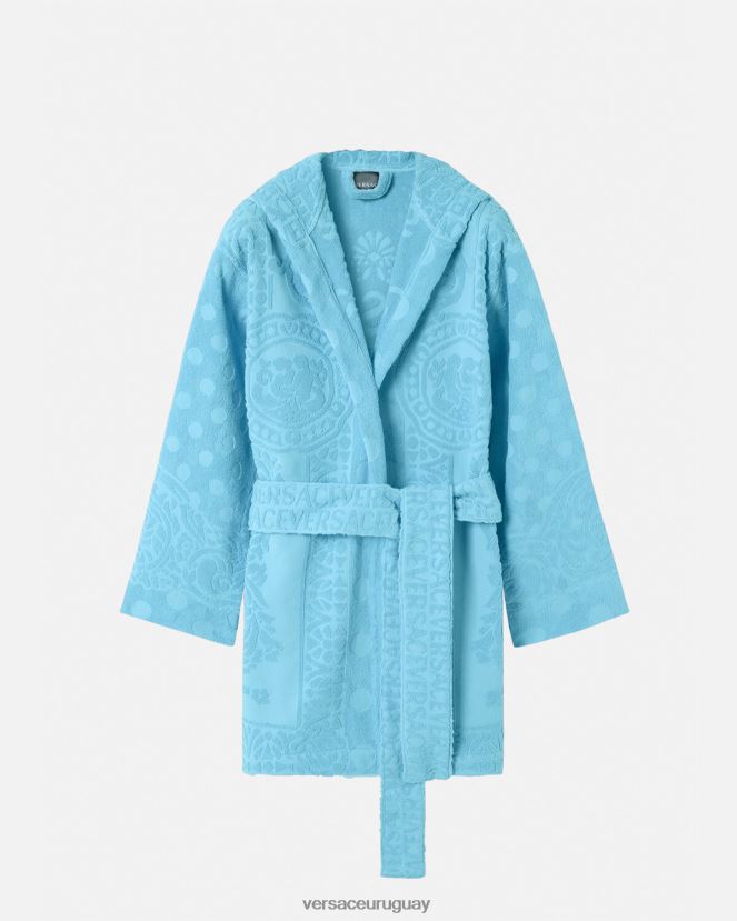 Versace albornoz corto barroco conchas marinas mujer azul claro ropa interior y ropa de playa H88R0H1082