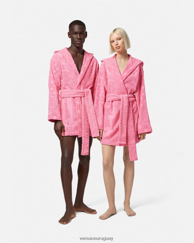 Versace albornoz corto barroco conchas marinas mujer rosa ropa interior y ropa de playa H88R0H1081