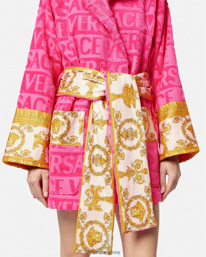 Versace albornoz corto integral mujer fucsia ropa interior y ropa de playa H88R0H1093