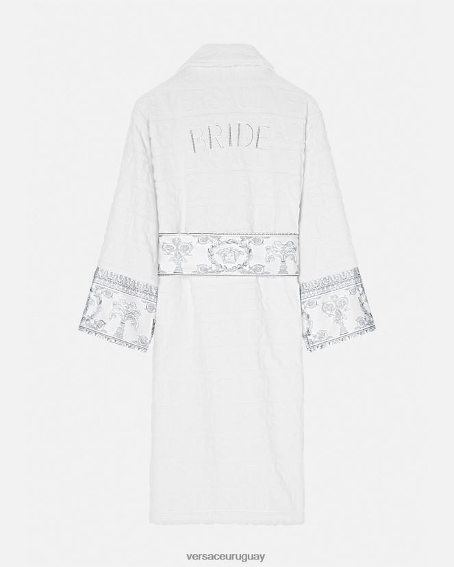 Versace albornoz novia barroco cristal i mujer plata blanca ropa interior y ropa de playa H88R0H1090
