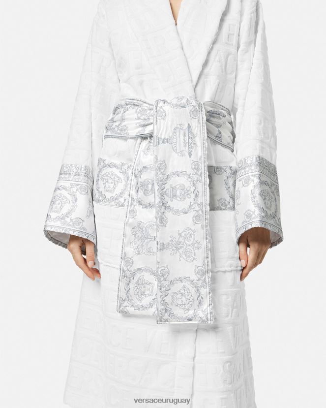 Versace albornoz novia barroco cristal i mujer plata blanca ropa interior y ropa de playa H88R0H1090