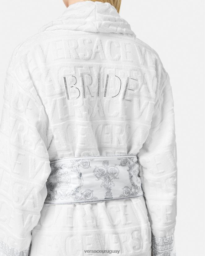 Versace albornoz novia barroco cristal i mujer plata blanca ropa interior y ropa de playa H88R0H1090