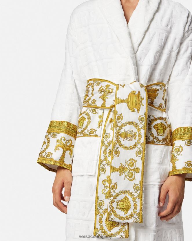 Versace yo bata de baño barroca mujer blanco ropa interior y ropa de playa H88R0H1088