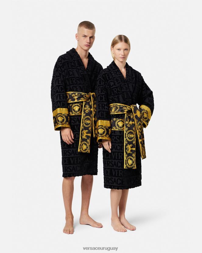 Versace yo bata de baño barroca mujer negro ropa interior y ropa de playa H88R0H1084