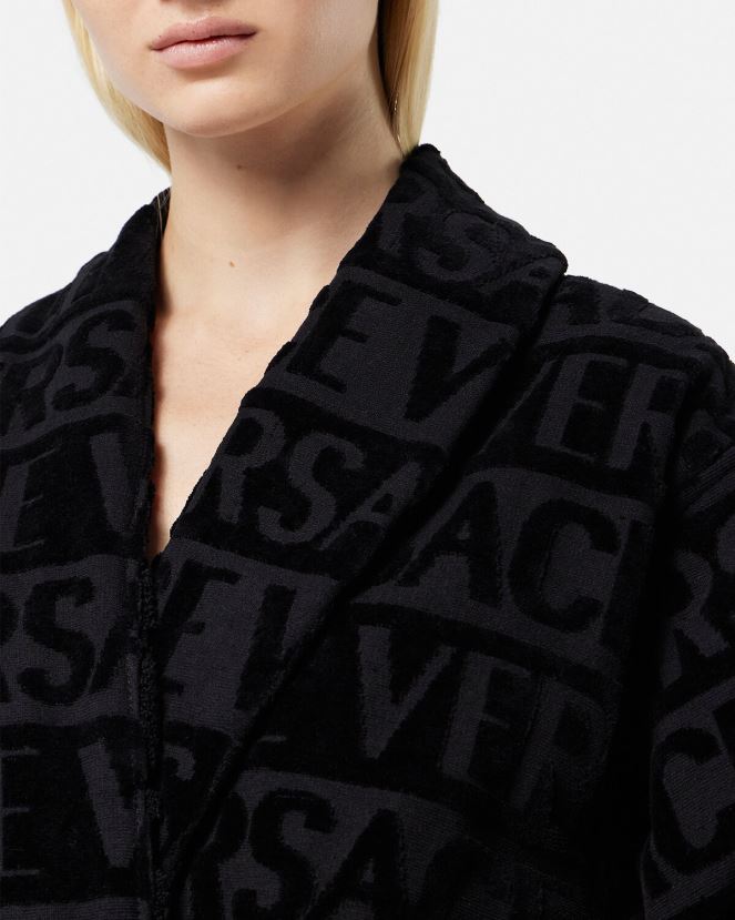 Versace yo bata de baño barroca mujer negro ropa interior y ropa de playa H88R0H1084