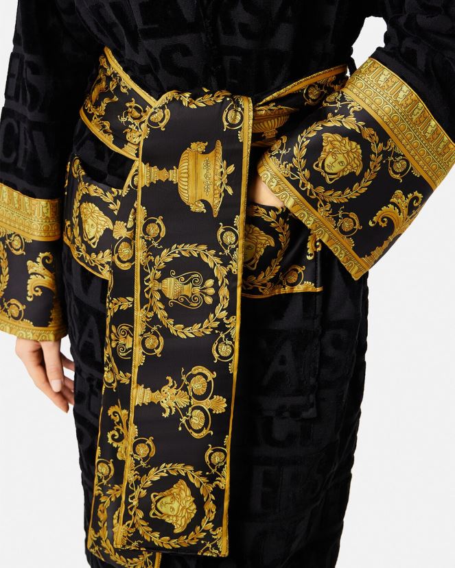 Versace yo bata de baño barroca mujer negro ropa interior y ropa de playa H88R0H1084