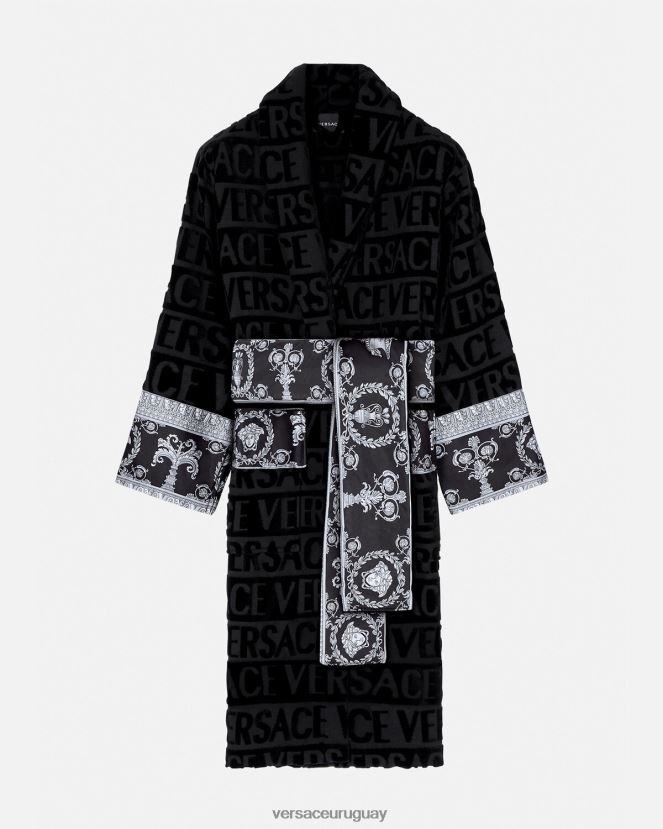 Versace yo bata de baño barroca mujer negro ropa interior y ropa de playa H88R0H1086