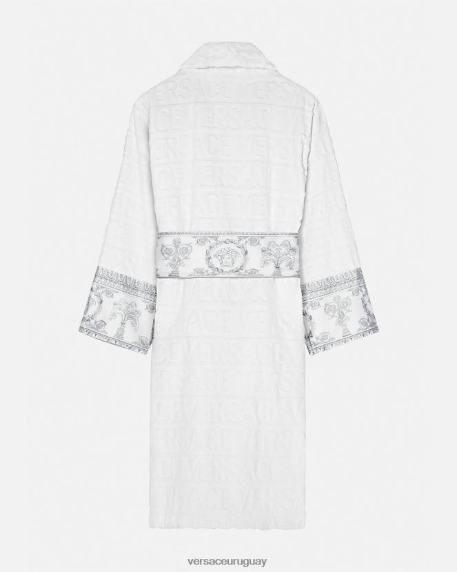 Versace yo bata de baño barroca mujer plata blanca ropa interior y ropa de playa H88R0H1089