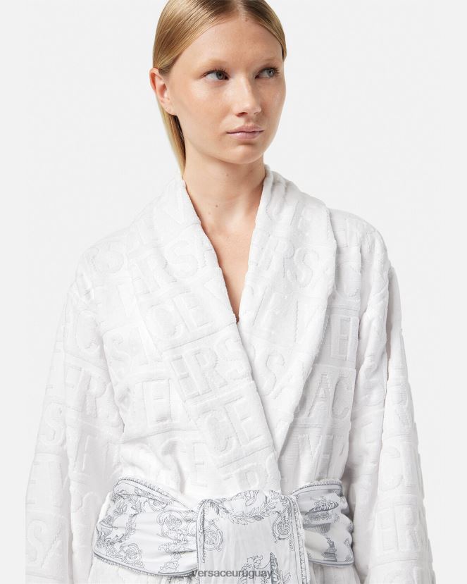 Versace yo bata de baño barroca mujer plata blanca ropa interior y ropa de playa H88R0H1089