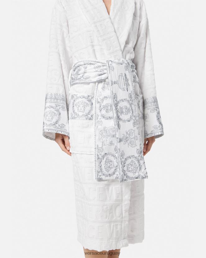 Versace yo bata de baño barroca mujer plata blanca ropa interior y ropa de playa H88R0H1089