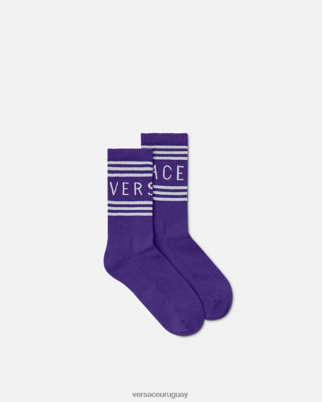 Versace calcetines con logo vintage años 90 mujer Violeta ropa interior y ropa de playa H88R0H1108