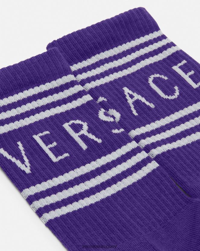 Versace calcetines con logo vintage años 90 mujer Violeta ropa interior y ropa de playa H88R0H1108