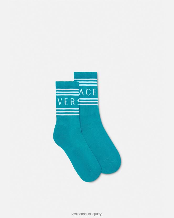 Versace calcetines con logo vintage años 90 mujer agua verde ropa interior y ropa de playa H88R0H1107