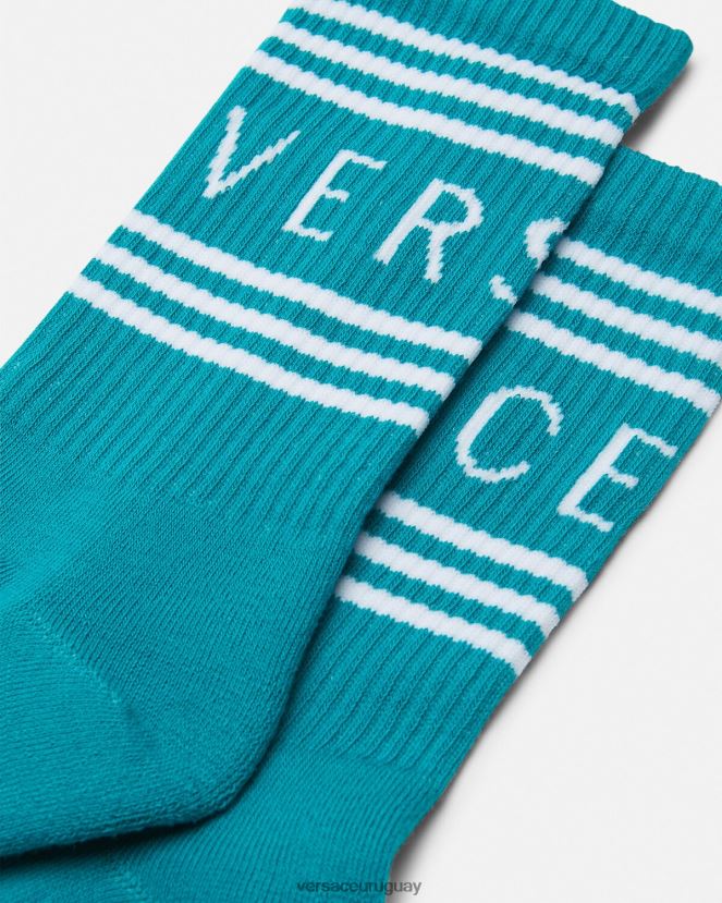 Versace calcetines con logo vintage años 90 mujer agua verde ropa interior y ropa de playa H88R0H1107