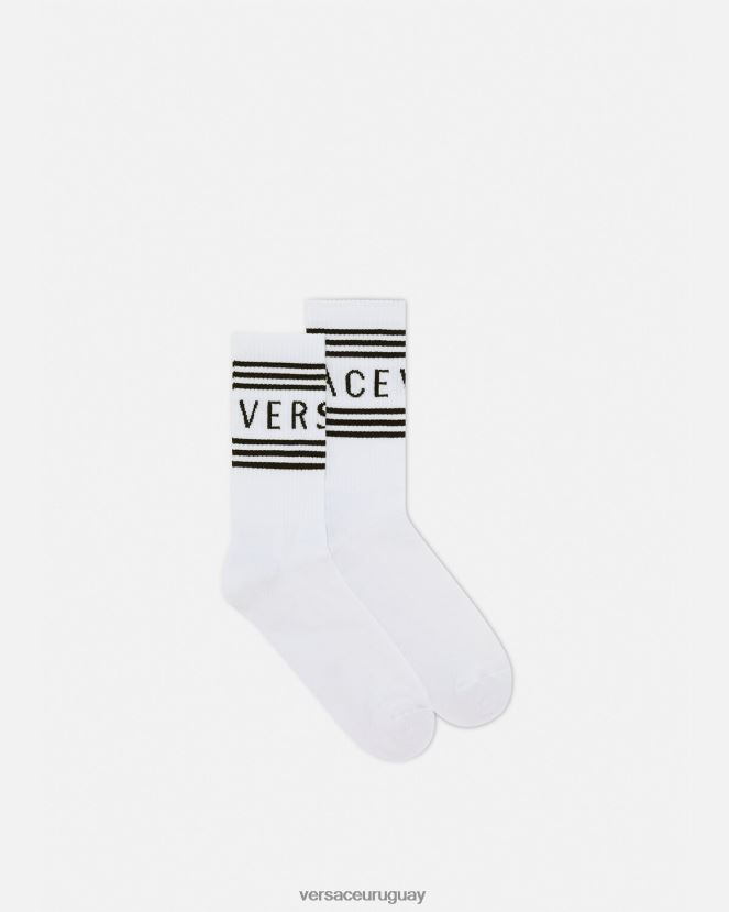 Versace calcetines con logo vintage años 90 mujer blanco ropa interior y ropa de playa H88R0H1101