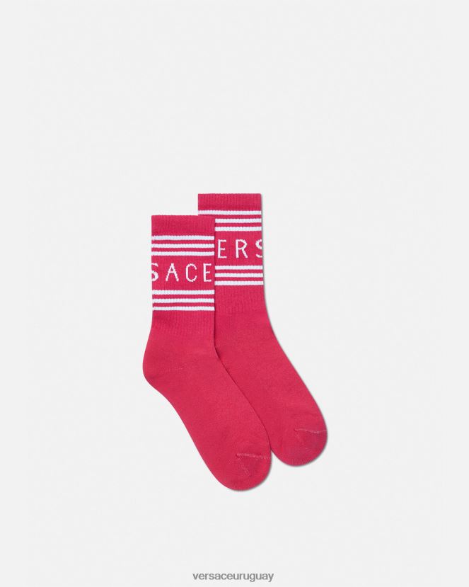Versace calcetines con logo vintage años 90 mujer fucsia ropa interior y ropa de playa H88R0H1106