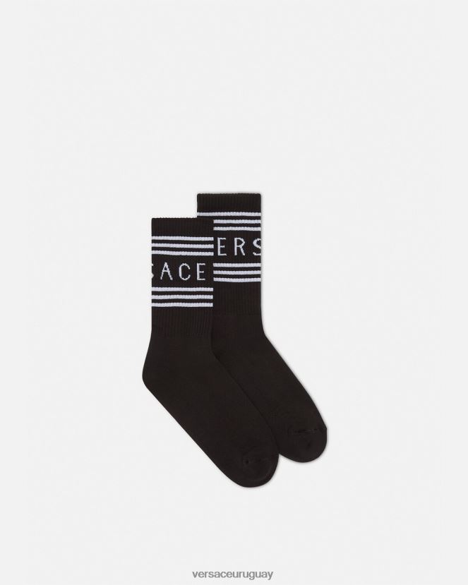 Versace calcetines con logo vintage años 90 mujer negro ropa interior y ropa de playa H88R0H1102